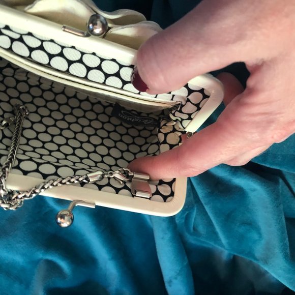 Brighton White Patent Leather Flower Clutch Pouch - Picture 9 of 11